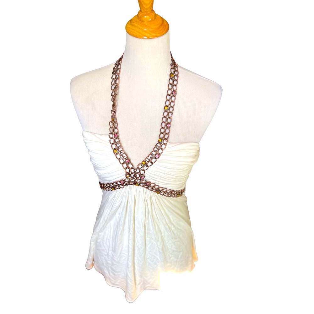 Sky metal chain halter top